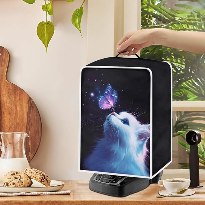 Mumeson Butterfly Cat Coffee Maker Cover Dust Resistant Home Kitchen Appliance - Image 4