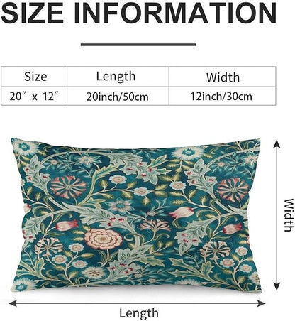 Teal Green Blue Vintage Floral Botanical William Morris Throw Pillow Covers - Image 2