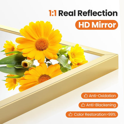 sweetcrispy 24"x 36" arched gold bathroom mirrors for, close-up detail