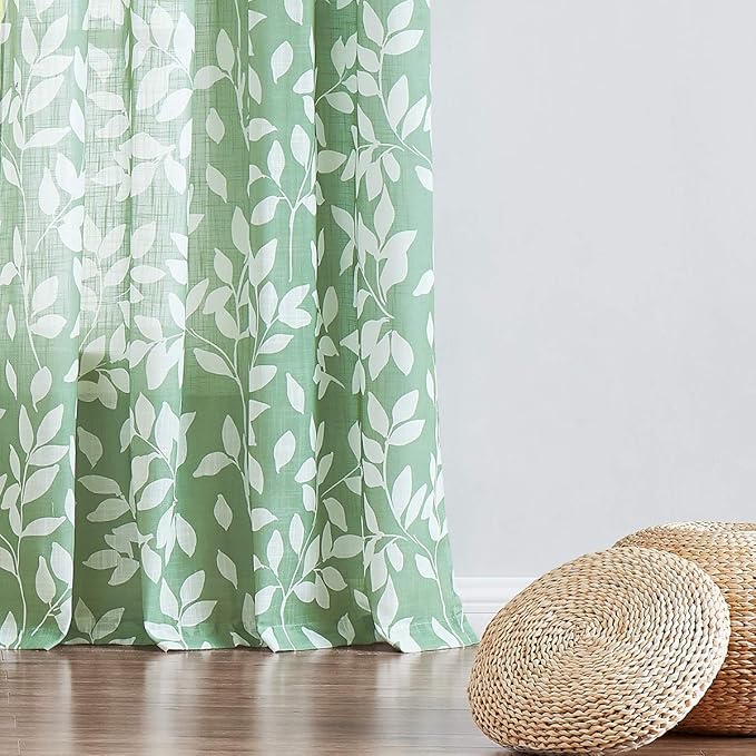 Treatmentex Leaf Print Semi-Sheer Curtains - Image 9