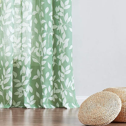 Treatmentex Leaf Print Semi-Sheer Curtains - Image 9