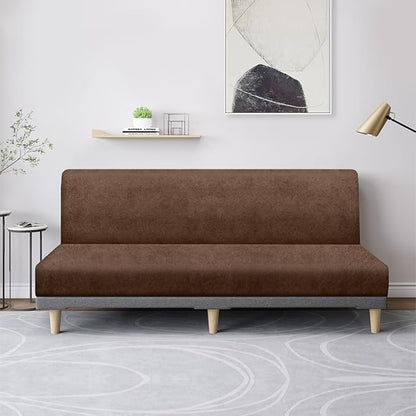molasofa Leather Like Stretch Futon Slipcover Armless Futon Bed Sofa Cover - Image 3