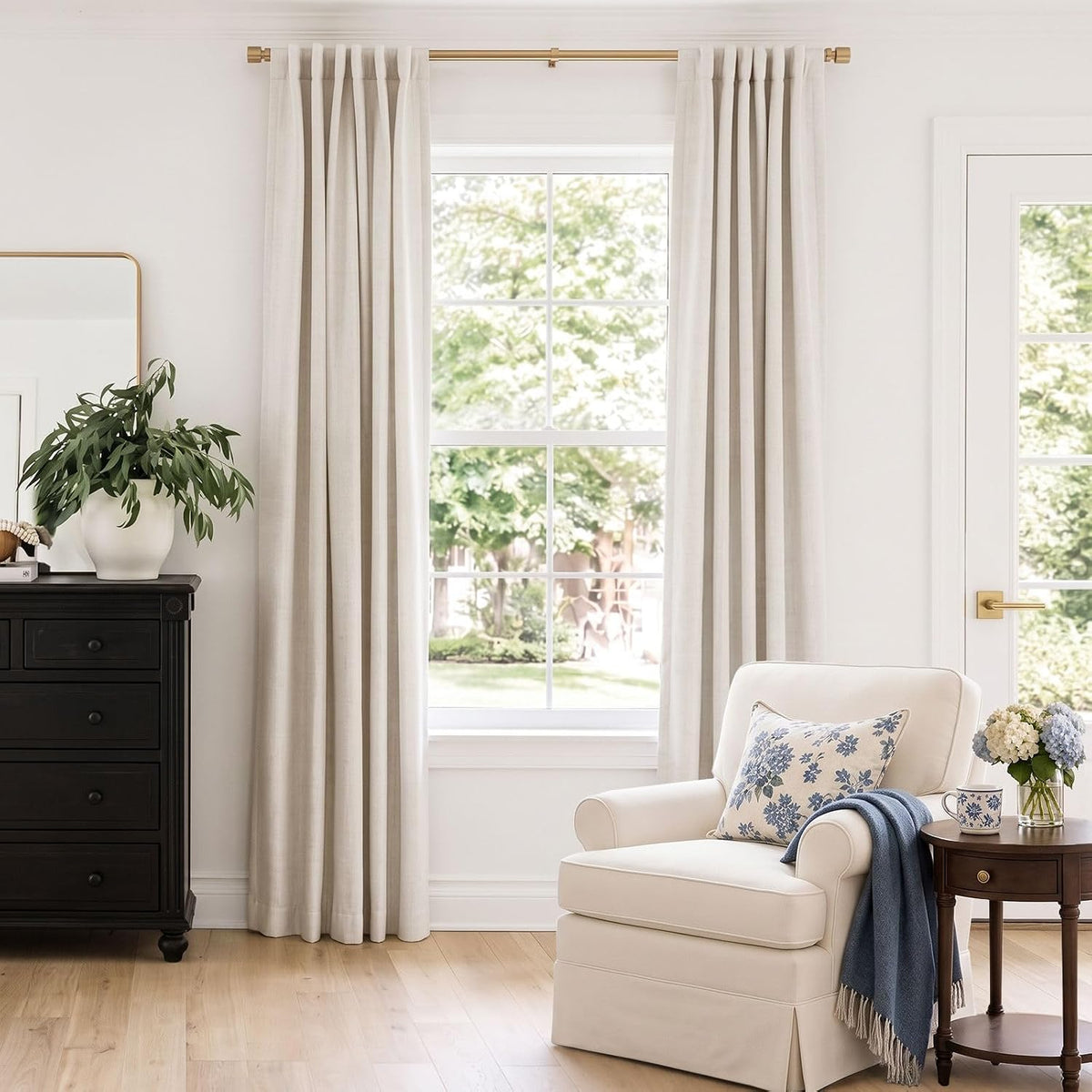 inovaday 100% blackout linen curtains for bedroom 50x84 showing dimensions