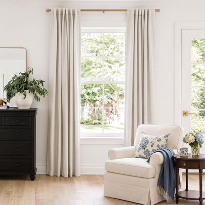 inovaday 100% blackout linen curtains for bedroom 50x84 showing dimensions
