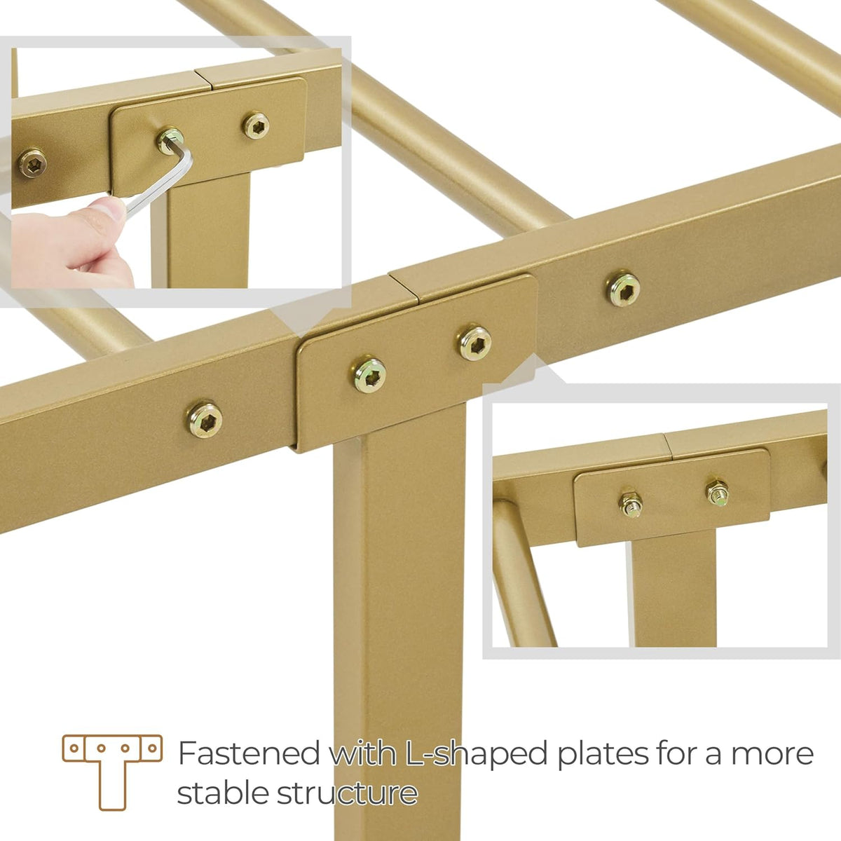 topeakmart full metal bed frame, victorian style headboard showing dimensions