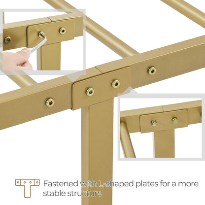 topeakmart full metal bed frame, victorian style headboard showing dimensions