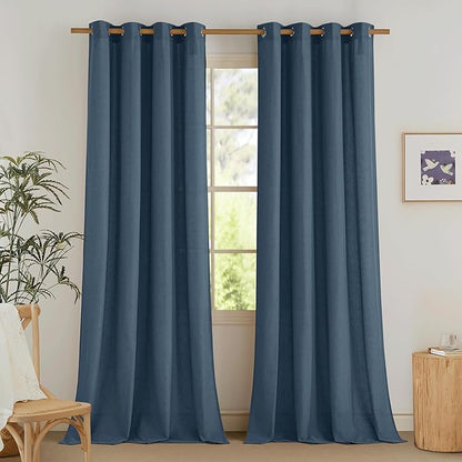 NICETOWN Navy Blue Linen Curtains by NICETOWN