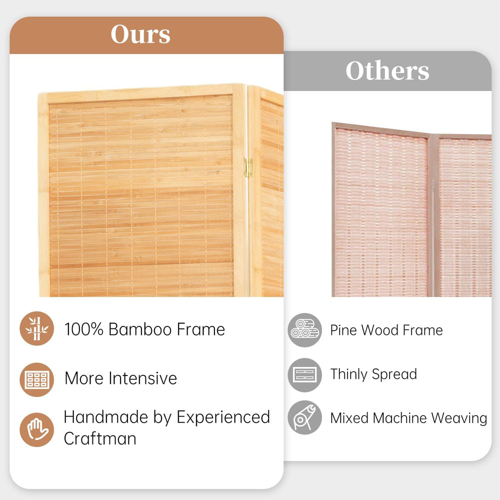 Room Divider Folding Privacy Screens,Hand-Made Natural Bamboo Room Dividers