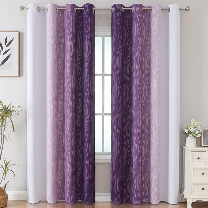 Estelar Textiler Ombre Blackout Curtains 102 Inches Long 2 Panels Set, Full - Image 2