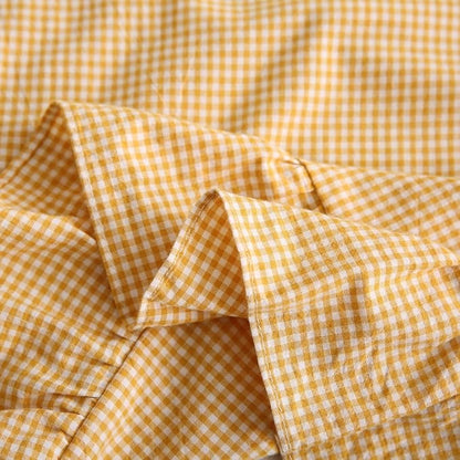 Vintage Yellow Plaid Ruffle Throw Pillow Covers 20x20 inches, Washed Cotton - Image 6