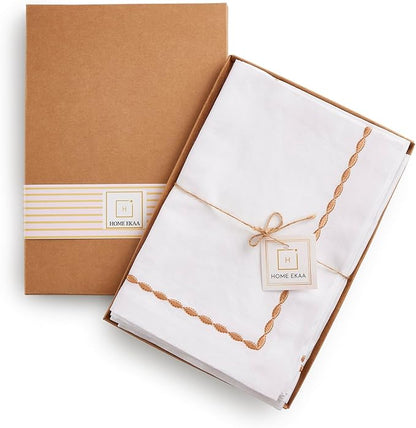 Home Ekaa Cotton Linen Dinner Napkins 20 x 20 Inch – White Cloth Napkins - Image 4
