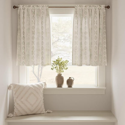 jinchan Boho Kitchen Curtains Linen Tier Curtains 36 Inches Bohemian Cafe Small - Image 4