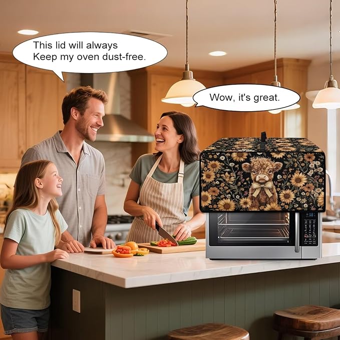 Cute Highland Cattle Print Toaster Oven Cover Heavy Duty Microwave Oven Dust - Image 4