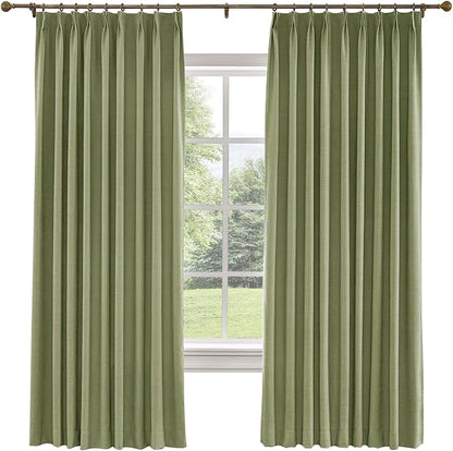 TWOPAGES 150 W x 102 L inch Pinch Pleated Curtain Room Darkening Linen Drapery by TWOPAGES