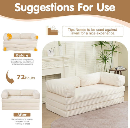 convertible sofa bed queen,5-in-1 tri-fold boneless couch with, view 9