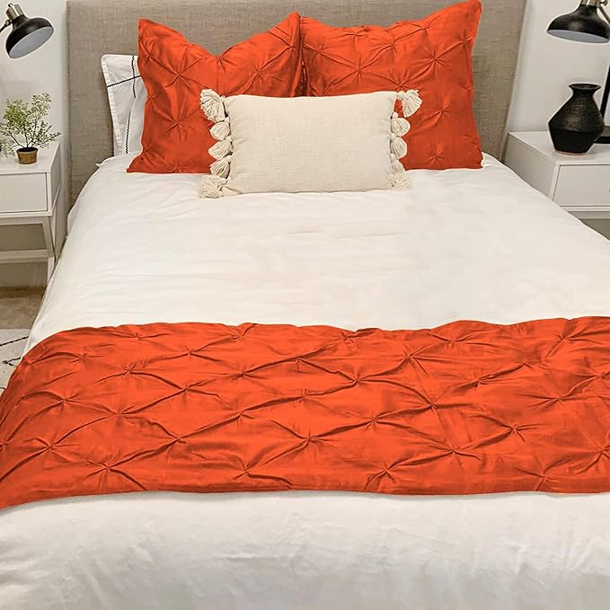 Bed Runner Set - 100% Pure Cotton 800 Thread Count - Luxury 1 Pinch Pleated Bed - Image 2