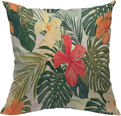 TKS MITLAN Hibiscus Flowers Pillow Cover 18x18 inch Summer Colorful Hawaiian by TKS+MITLAN