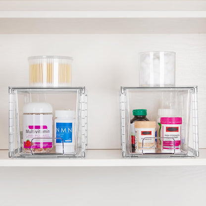 vtopmart 4 pack large stackable storage drawers, clear on a desk or shelf