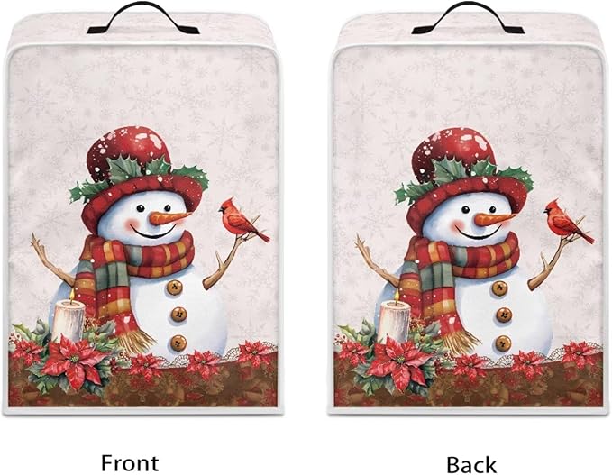 Christmas Coffee Maker Cover, Cute Snowman Cardinal Coffee Dust Protector - Image 2