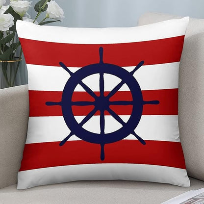 Myshe Square Steering Wheel On Red Stripes Throw Pillow Cover Decorative - Image 7