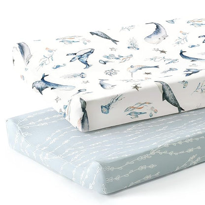 GRSSDER Stretch Ultra Soft Jersey Knit Changing Pad Cover Set 2 Pack, Change by BUYNOW