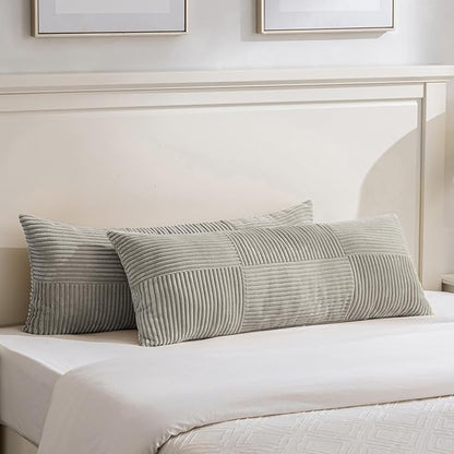 Fancy Homi Set of 2 Neutral Grey Boho Long Lumbar Body Decorative Throw Pillow by Fancy+Homi