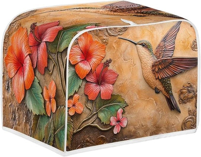 Hummingbird Printed Toaster Cover Hibiscus Printed Universal 2 Slice Oven Cover - Image 2