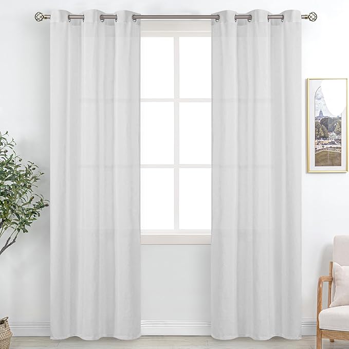 BGment Linen Sheer Curtains 84 Inches Long by BGment