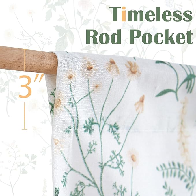 jinchan Spring Floral Kitchen Curtains Over Sink Farmhouse Linen Tier Curtains - Image 6