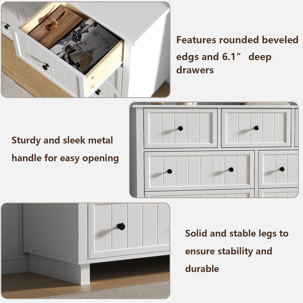 Farmhouse 10 Drawers Dresser for Bedroom, White Dresser Chest of Drawers