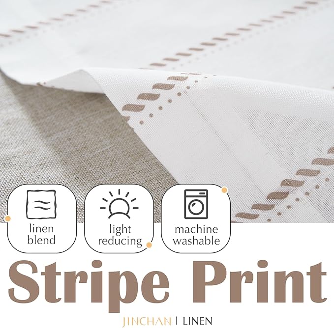 jinchan Nautical Valance Striped Linen Curtain 18 Inch Farmhouse Room Darkening - Image 7
