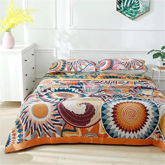 MSGKV Boho Throw Blanket for Bed Couch, 100% Cotton Throw Blankets 80''x 90'' - Image 3
