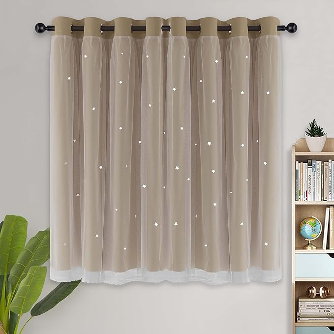 Kinryb Blackout Curtains for Girl Bedroom/Living Room/Classroom, Sheer Overlay - Image 2