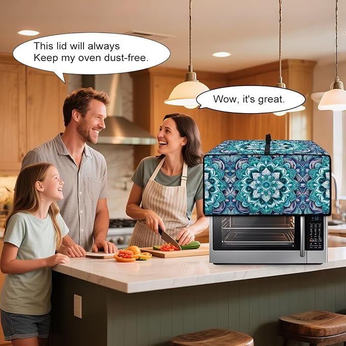 Boho Mandala Lotus Flower Print Microwave Oven Dust Cover - Image 4