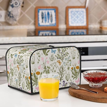 Vintage Flower Wild Herb Floral 4 Slice Toaster Cover, Waterproof Toaster Dust - Image 7