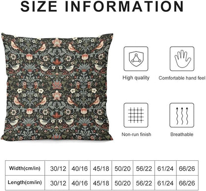 William Morris Floral Original Throw Pillow Covers Boho Chic Retro Floral Bird - Image 2