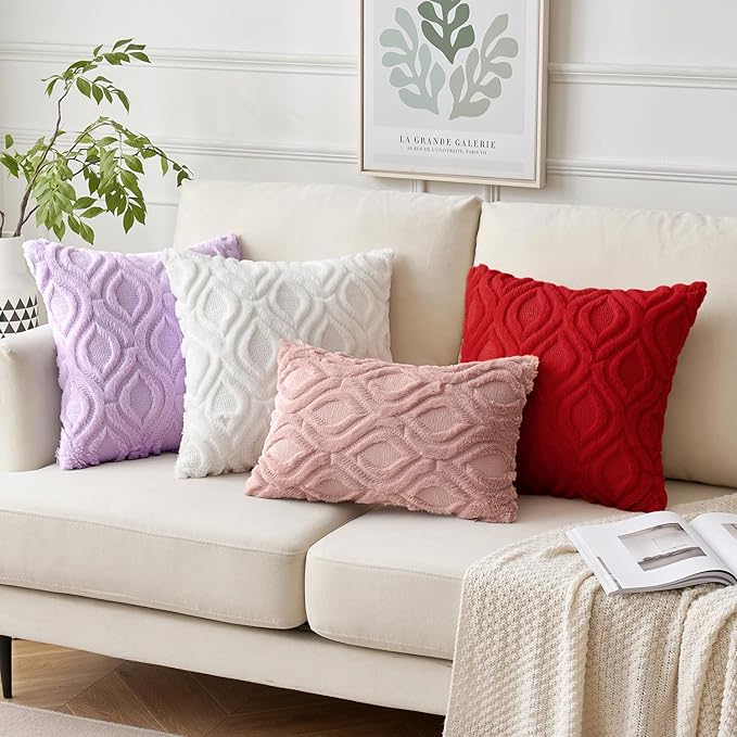 MIULEE Christmas Red Throw Pillow Covers 12x20 Inch, Soft Winter Plush Faux - Image 4