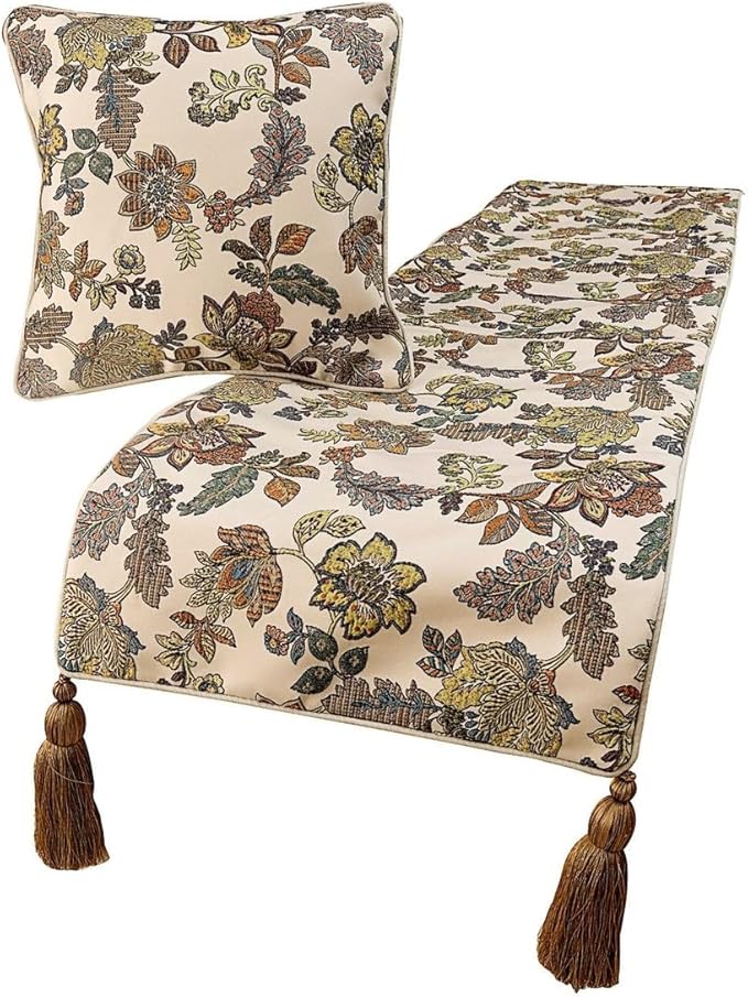 The HomeCentric King Queen Twin Multi Color & Ivory Designer Full 68"x18" Bed by TheHomeCentric