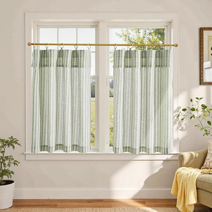jinchan Striped Linen Kitchen Curtains by JINCHAN