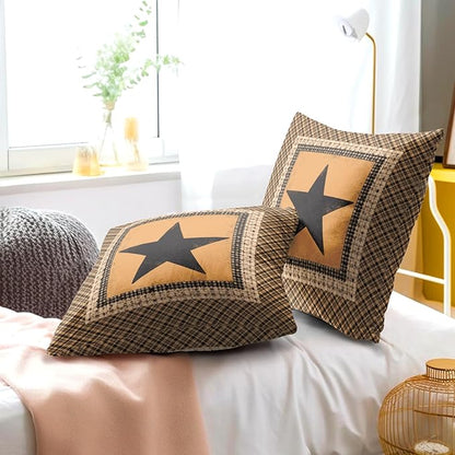 Western Throw Pillow Covers 18x18 Inch Set of 2 Brown Texas Star Decorative - Image 6