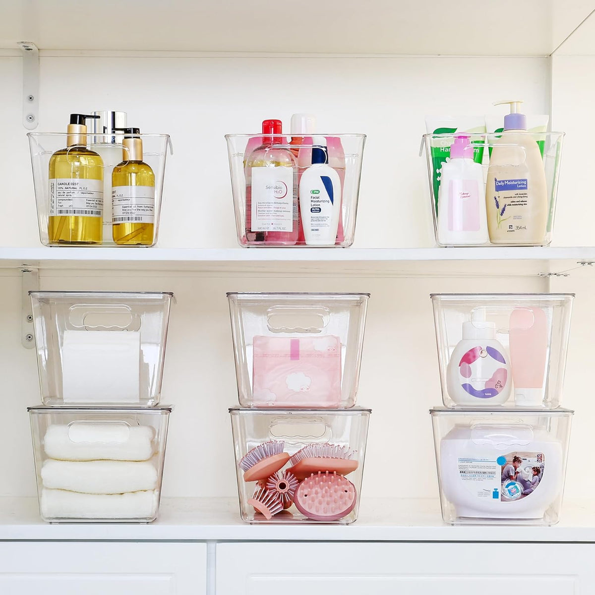 vtopmart 6 pack clear stackable storage bins with showing dimensions