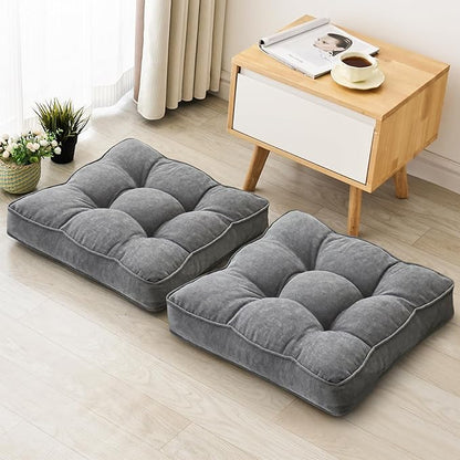 Floor Pillow Set of 2, Memory Foam Floor Cushions by 1MIDDLEONE