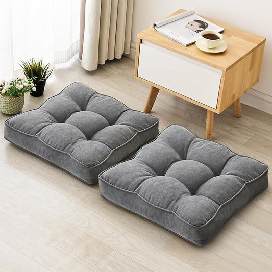 Floor Pillow Set of 2, Memory Foam Floor Cushions by 1MIDDLEONE
