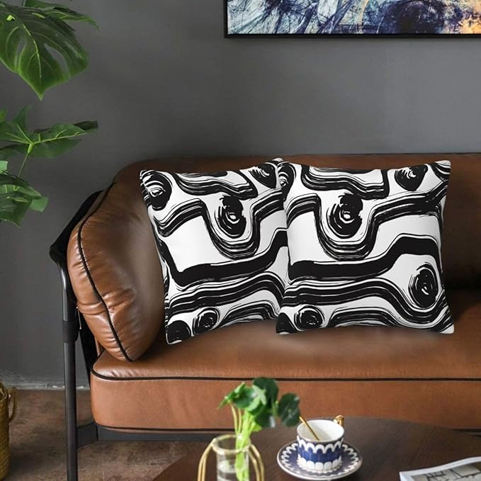 Black and White Striped Throw Pillow Covers 18x18 in Set of 2 Decorative Modern - Image 4