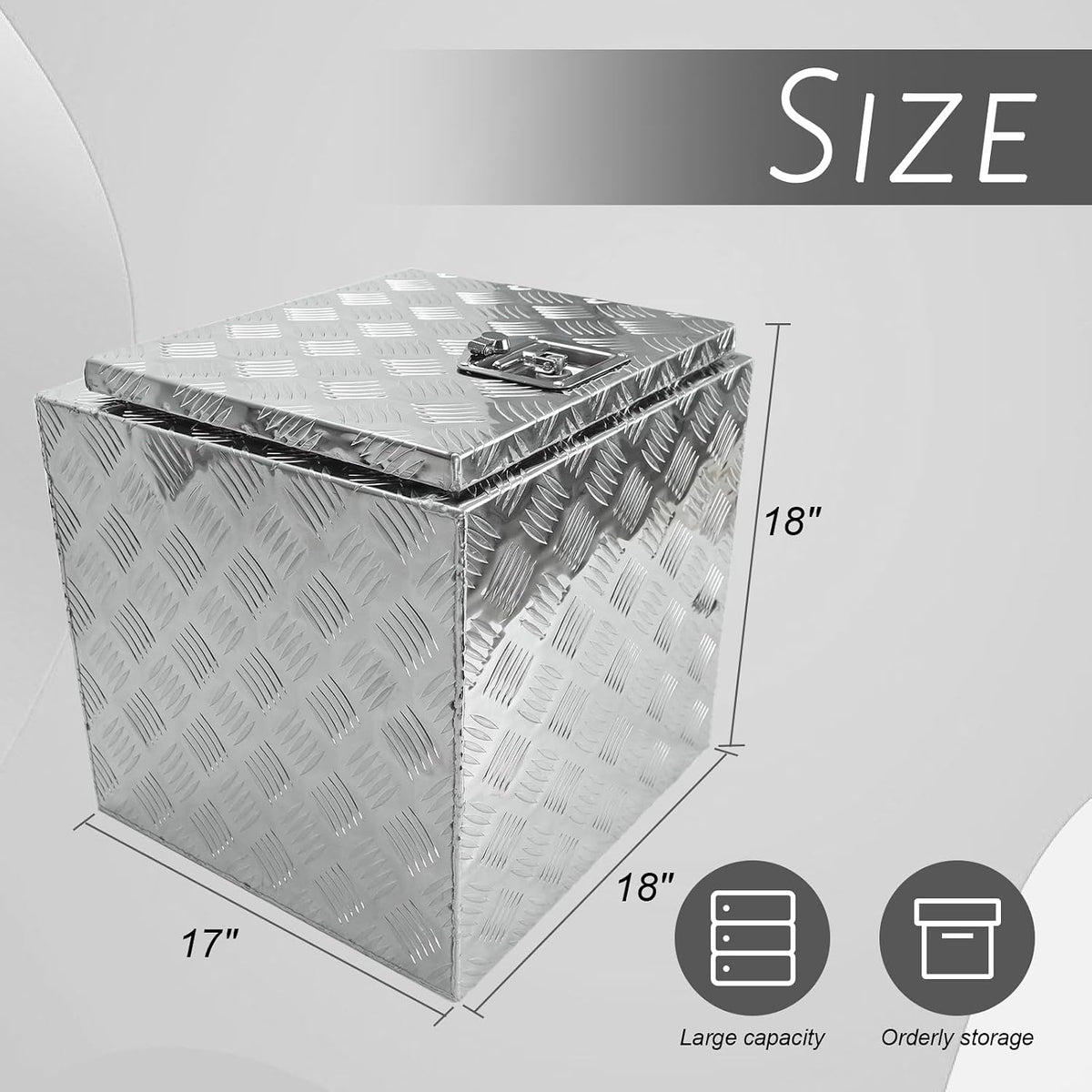 18inch aluminum plate truck trailer tool box,heavy duty, side view