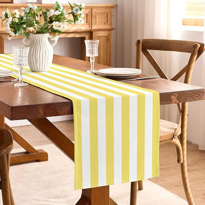 Yellow and White Cabana Striped Table Runner Birthday Party Decoration Baby - Image 2