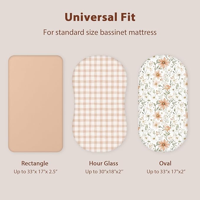 Baby Bassinet Sheets Girl Boy, Fitted Bassinet Sheet Set 3 Pack Bassinet - Image 3