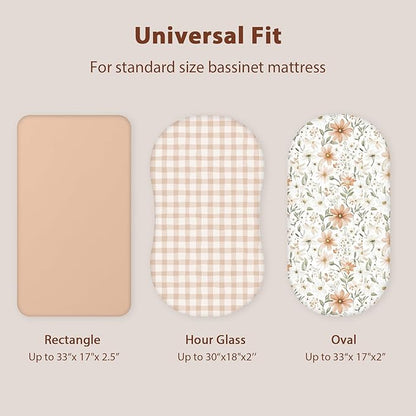 Baby Bassinet Sheets Girl Boy, Fitted Bassinet Sheet Set 3 Pack Bassinet - Image 3