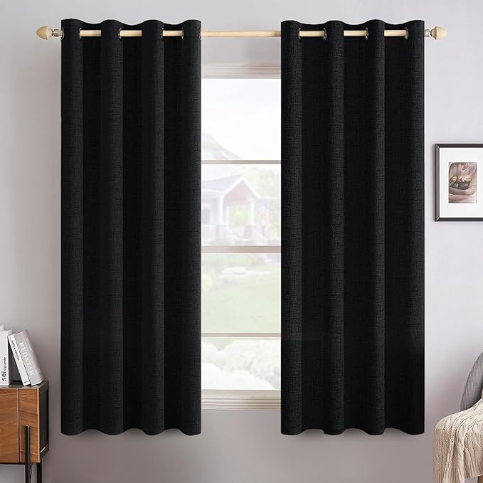 MIULEE Linen Texture Curtains for Bedroom Solid 100% Blackout Thermal Insulated by MIULEE
