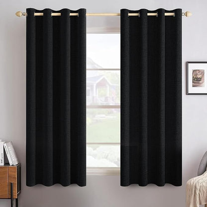 MIULEE Linen Texture Curtains for Bedroom Solid 100% Blackout Thermal Insulated by MIULEE